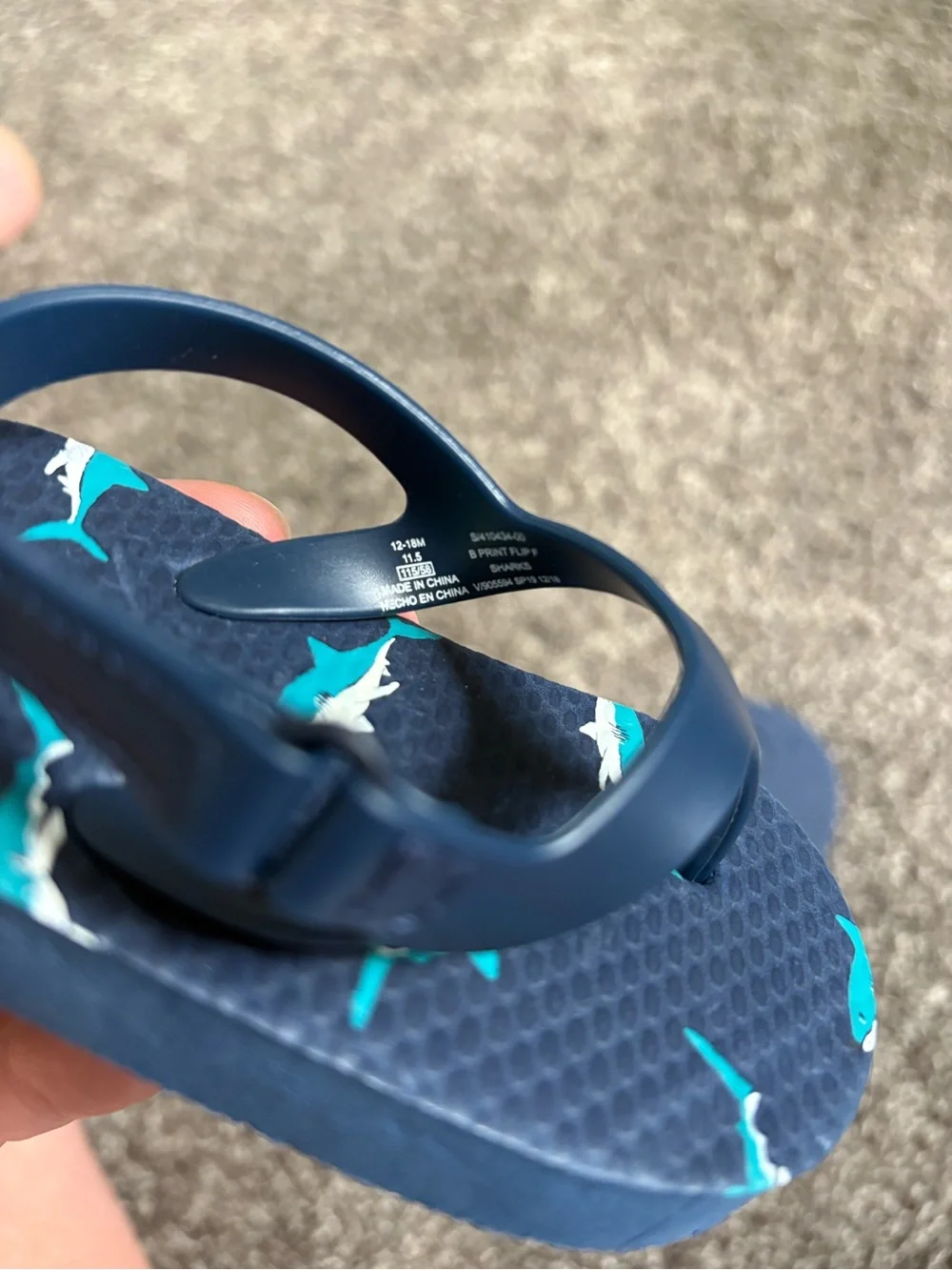 Old Navy Navy and Teal Shark Print Kids Sandals